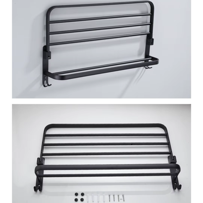 Porte-serviettes mural pliable avec étagère