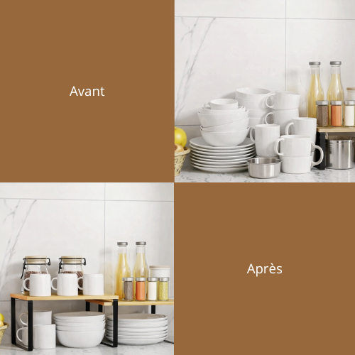 Étagère de Cuisine Extensible Bois & Métal
