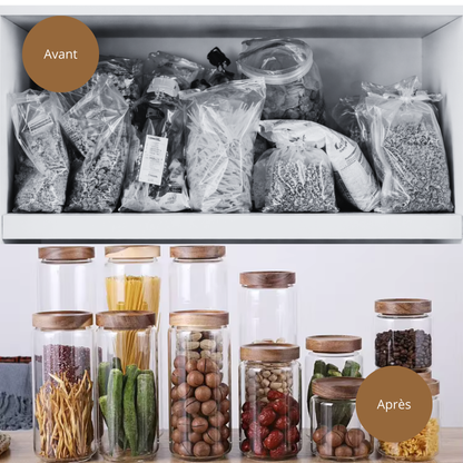 Bocaux Hermétiques Verre & Bois – Rangement Cuisine Élégant