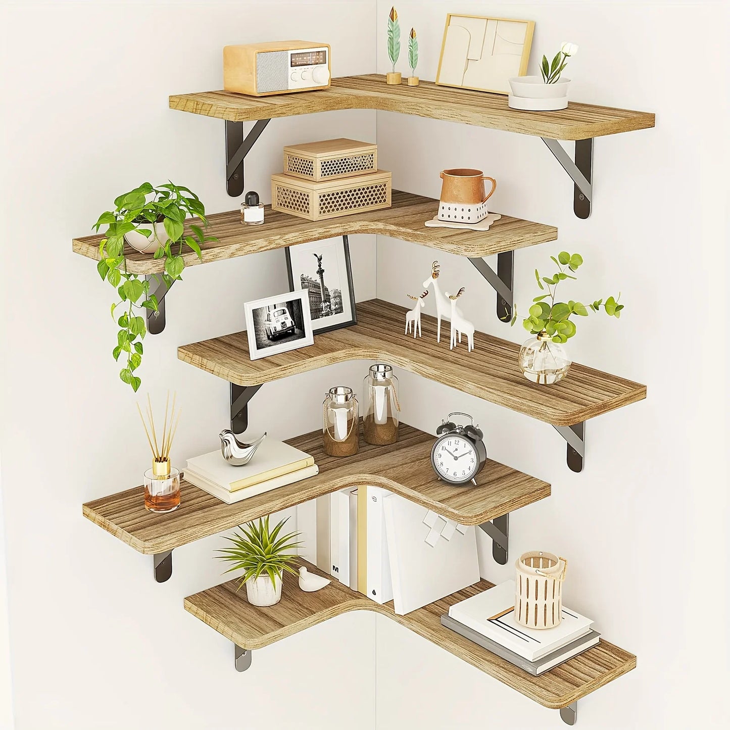 Étagère murale d'angle en bois