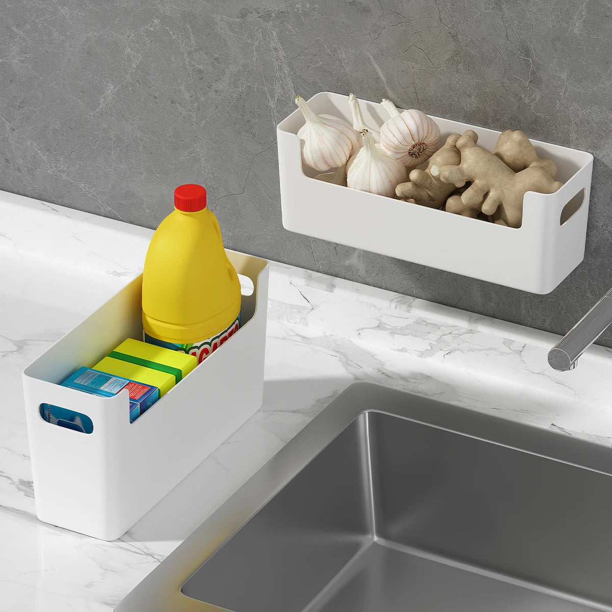 Organisateur mural de cuisine sans perçage (Lot de 2)