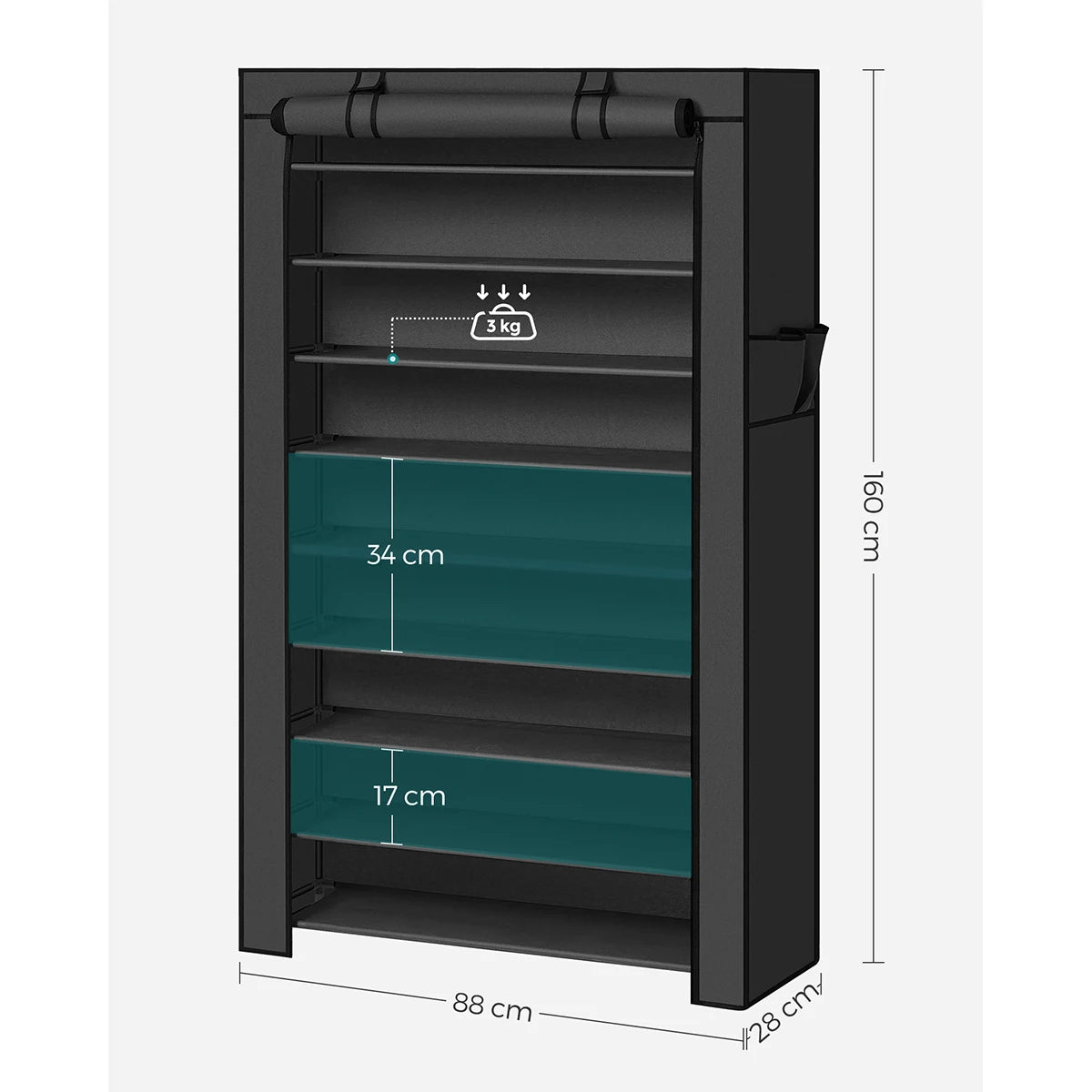 Armoire à chaussures 10 niveaux avec housse