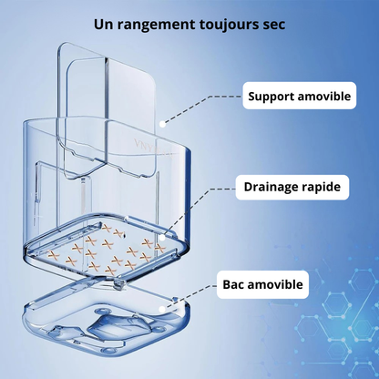 Organisateur Mural Transparent pour Brosse à Dents et Dentifrice